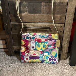Coach Multicolor Pop Pattern Crossbody Bag - Pink, Teal, Yellow, Cream